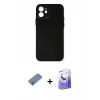 MARSİLYAN™- iPhone 12 Kılıf Yadigar Yansıma Serisi - Siyah Bilvis 5in1 5D Magic Hayalet Cam Ekran Koruyucu + Metal Kamera Lens Koruma Cam - AKYL