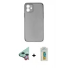 MARSİLYAN™- iPhone 12 Kılıf Yadigar Yansıma Serisi - Siyah Polymer Nano Ekran Koruyucu + Raze Metal Kamera Lens - KI