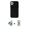 MARSİLYAN™- iPhone 12 Kılıf Yadigar Yansıma Serisi - Siyah Polymer Nano Ekran Koruyucu + Raze Metal Kamera Lens - KI