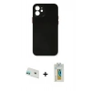 MARSİLYAN™- iPhone 12 Kılıf Yadigar Yansıma Serisi - Siyah Polymer Nano Ekran Koruyucu + Rainbow Kamera Lens Koruma Cam - YL