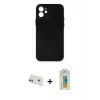 MARSİLYAN™- iPhone 12 Kılıf Yadigar Yansıma Serisi - Siyah Polymer Nano Ekran Koruyucu + Rainbow Kamera Lens Koruma Cam - MR