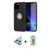 MARSİLYAN™- iPhone 12 Kılıf Yankı Form Prime - Siyah Polymer Nano Ekran Koruyucu + Raze Metal Kamera Lens - MI