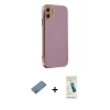 MARSİLYAN™- iPhone 12 Kılıf Yankı Serisi - Şeffaf Pasifik Cam Ekran Koruyucu + Shine Kamera Lens Koruma Cam - GS