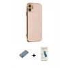 MARSİLYAN™- iPhone 12 Kılıf Yankı Serisi - Şeffaf Pasifik Cam Ekran Koruyucu + Shine Kamera Lens Koruma Cam - GS