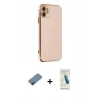 MARSİLYAN™- iPhone 12 Kılıf Yankı Serisi - Şeffaf Pasifik Cam Ekran Koruyucu + Metal Kamera Lens Koruma Cam - MI