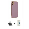 MARSİLYAN™- iPhone 12 Kılıf Yankı Serisi - Şeffaf Pasifik Cam Ekran Koruyucu + Kamera Lens Koruma Cam - SF