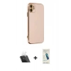 MARSİLYAN™- iPhone 12 Kılıf Yankı Serisi - Şeffaf Pasifik Cam Ekran Koruyucu + Kamera Lens Koruma Cam - SF