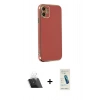 MARSİLYAN™- iPhone 12 Kılıf Yankı Serisi - Şeffaf Pasifik Cam Ekran Koruyucu + Kamera Lens Koruma Cam - SF