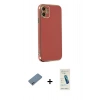 MARSİLYAN™- iPhone 12 Kılıf Yankı Serisi - Şeffaf Pasifik Cam Ekran Koruyucu + Shine Kamera Lens Koruma Cam - SABE