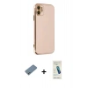 MARSİLYAN™- iPhone 12 Kılıf Yankı Serisi - Şeffaf Pasifik Cam Ekran Koruyucu + Shine Kamera Lens Koruma Cam - SABE