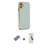 MARSİLYAN™- iPhone 12 Kılıf Yankı Serisi - Şeffaf Pasifik Cam Ekran Koruyucu + Shine Kamera Lens Koruma Cam - SABE