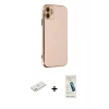 MARSİLYAN™- iPhone 12 Kılıf Yankı Serisi - Şeffaf Pasifik Cam Ekran Koruyucu + Renkli Kamera Lens Koruma Cam - TU