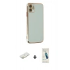 MARSİLYAN™- iPhone 12 Kılıf Yankı Serisi - Şeffaf Pasifik Cam Ekran Koruyucu + Renkli Kamera Lens Koruma Cam - TU