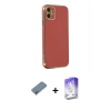 MARSİLYAN™- iPhone 12 Kılıf Yankı Serisi - Siyah Bilvis 5in1 3D Magic Cam Ekran Koruyucu + Metal Kamera Lens Koruma Cam - AKYL