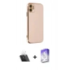 MARSİLYAN™- iPhone 12 Kılıf Yankı Serisi - Siyah Bilvis 5in1 3D Magic Cam Ekran Koruyucu + Kamera Lens Koruma Cam - SF