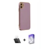 MARSİLYAN™- iPhone 12 Kılıf Yankı Serisi - Siyah Bilvis 5in1 3D Magic Cam Ekran Koruyucu + Kamera Lens Koruma Cam - SF