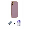 MARSİLYAN™- iPhone 12 Kılıf Yankı Serisi - Siyah Bilvis 5in1 3D Magic Cam Ekran Koruyucu + Metal Kamera Lens Koruma Cam - KI