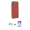 MARSİLYAN™- iPhone 12 Kılıf Yankı Serisi - Siyah Bilvis 5in1 3D Magic Cam Ekran Koruyucu + Rainbow Kamera Lens Koruma Cam - MR