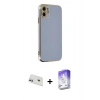 MARSİLYAN™- iPhone 12 Kılıf Yankı Serisi - Siyah Bilvis 5in1 3D Magic Cam Ekran Koruyucu + Rainbow Kamera Lens Koruma Cam - MR