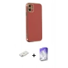 MARSİLYAN™- iPhone 12 Kılıf Yankı Serisi - Siyah Bilvis 5in1 3D Magic Cam Ekran Koruyucu + Renkli Kamera Lens Koruma Cam - PE