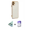 MARSİLYAN™- iPhone 12 Kılıf Yankı Serisi - Siyah Bilvis 5in1 3D Magic Cam Ekran Koruyucu + Raze Metal Kamera Lens - MI
