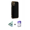 MARSİLYAN™- iPhone 12 Kılıf Yankı Serisi - Siyah Bilvis 5in1 3D Magic Cam Ekran Koruyucu + Raze Metal Kamera Lens - MI