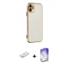 MARSİLYAN™- iPhone 12 Kılıf Yankı Serisi - Siyah Bilvis 5in1 3D Magic Cam Ekran Koruyucu + Renkli Kamera Lens Koruma Cam - TU