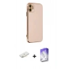 MARSİLYAN™- iPhone 12 Kılıf Yankı Serisi - Siyah Bilvis 5in1 3D Magic Cam Ekran Koruyucu + Renkli Kamera Lens Koruma Cam - SI