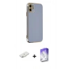 MARSİLYAN™- iPhone 12 Kılıf Yankı Serisi - Siyah Bilvis 5in1 3D Magic Cam Ekran Koruyucu + Renkli Kamera Lens Koruma Cam - SI