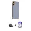 MARSİLYAN™- iPhone 12 Kılıf Yankı Serisi - Siyah Bilvis 5in1 3D Magic Cam Ekran Koruyucu + Kamera Lens Koruma Cam - SF