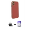 MARSİLYAN™- iPhone 12 Kılıf Yankı Serisi - Siyah Bilvis 5in1 3D Magic Cam Ekran Koruyucu + Kamera Lens Koruma Cam - SF