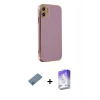 MARSİLYAN™- iPhone 12 Kılıf Yankı Serisi - Siyah Bilvis 5in1 3D Magic Cam Ekran Koruyucu + Shine Kamera Lens Koruma Cam - MI