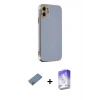 MARSİLYAN™- iPhone 12 Kılıf Yankı Serisi - Siyah Bilvis 5in1 3D Magic Cam Ekran Koruyucu + Shine Kamera Lens Koruma Cam - SABE
