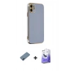 MARSİLYAN™- iPhone 12 Kılıf Yankı Serisi - Siyah Bilvis 5in1 5D Magic Hayalet Cam Ekran Koruyucu + Metal Kamera Lens Koruma Cam - MI