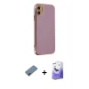 MARSİLYAN™- iPhone 12 Kılıf Yankı Serisi - Siyah Bilvis 5in1 5D Magic Hayalet Cam Ekran Koruyucu + Metal Kamera Lens Koruma Cam - MI