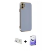 MARSİLYAN™- iPhone 12 Kılıf Yankı Serisi - Siyah Bilvis 5in1 5D Magic Hayalet Cam Ekran Koruyucu + Rainbow Kamera Lens Koruma Cam - MR