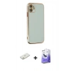 MARSİLYAN™- iPhone 12 Kılıf Yankı Serisi - Siyah Bilvis 5in1 5D Magic Hayalet Cam Ekran Koruyucu + Renkli Kamera Lens Koruma Cam - TU