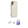 MARSİLYAN™- iPhone 12 Kılıf Yankı Serisi - Siyah Bilvis 5in1 5D Magic Hayalet Cam Ekran Koruyucu + Renkli Kamera Lens Koruma Cam - SI
