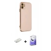 MARSİLYAN™- iPhone 12 Kılıf Yankı Serisi - Siyah Bilvis 5in1 5D Magic Hayalet Cam Ekran Koruyucu + Renkli Kamera Lens Koruma Cam - SI