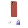 MARSİLYAN™- iPhone 12 Kılıf Yankı Serisi - Siyah Bilvis 5in1 5D Magic Hayalet Cam Ekran Koruyucu + Renkli Kamera Lens Koruma Cam - SI