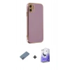 MARSİLYAN™- iPhone 12 Kılıf Yankı Serisi - Siyah Bilvis 5in1 5D Magic Hayalet Cam Ekran Koruyucu + Shine Kamera Lens Koruma Cam - SABE