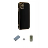 MARSİLYAN™- iPhone 12 Kılıf Yankı Serisi - Siyah Joko Magic 5D Hayalet Cam + Metal Kamera Lens Koruma Cam - AKYL