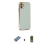 MARSİLYAN™- iPhone 12 Kılıf Yankı Serisi - Siyah Joko Magic 5D Hayalet Cam + Gümüş Shine Kamera Lens Koruma Cam