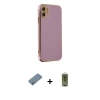 MARSİLYAN™- iPhone 12 Kılıf Yankı Serisi - Siyah Joko Magic 5D Hayalet Cam + Gümüş Shine Kamera Lens Koruma Cam