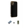 MARSİLYAN™- iPhone 12 Kılıf Yankı Serisi - Siyah Joko Magic 5D Hayalet Cam + Metal Kamera Lens Koruma Cam - KI