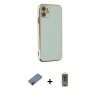 MARSİLYAN™- iPhone 12 Kılıf Yankı Serisi - Siyah Joko Magic 5D Hayalet Cam + Metal Kamera Lens Koruma Cam - KI