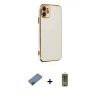 MARSİLYAN™- iPhone 12 Kılıf Yankı Serisi - Siyah Joko Magic 5D Hayalet Cam + Metal Kamera Lens Koruma Cam - MI