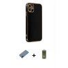 MARSİLYAN™- iPhone 12 Kılıf Yankı Serisi - Siyah Joko Magic 5D Hayalet Cam + Metal Kamera Lens Koruma Cam - MI