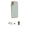 MARSİLYAN™- iPhone 12 Kılıf Yankı Serisi - Siyah Joko Magic 5D Hayalet Cam + Rainbow Kamera Lens Koruma Cam - MR