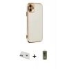 MARSİLYAN™- iPhone 12 Kılıf Yankı Serisi - Siyah Joko Magic 5D Hayalet Cam + Rainbow Kamera Lens Koruma Cam - MR